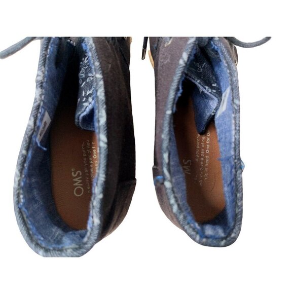 Toms Desert Wedge Shoes Ankle Bootie Womens 9.5 Black Canvas Lace Up - Picture 6 of 8